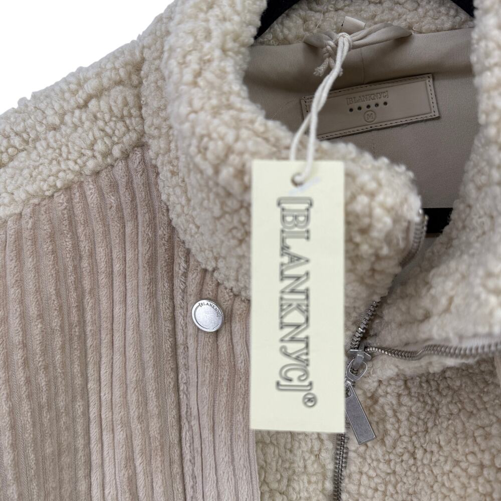 BLANKNYC Fuzzy Wuzzy Corduroy Sherpa Mix Trucker Jacket Womens Sz Medium Brown - Picture 6 of 7
